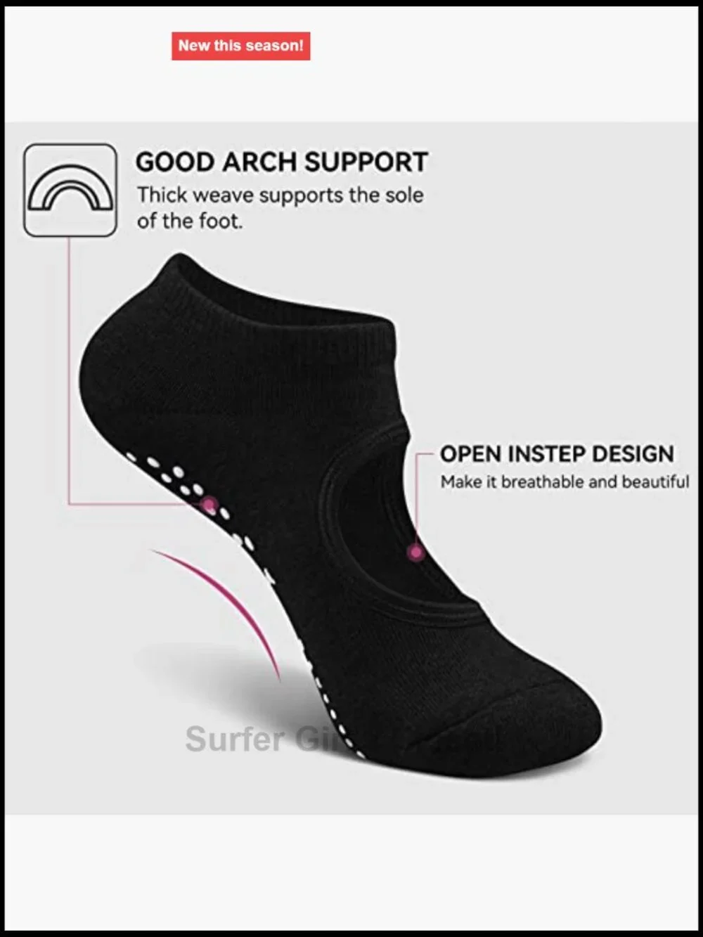 Non Slip Yoga Socks with Grips for Pilates Ballet Barre